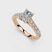 Radiant Cut Claw Prongs Pave  Lab Grown Diamond Engagement Ring