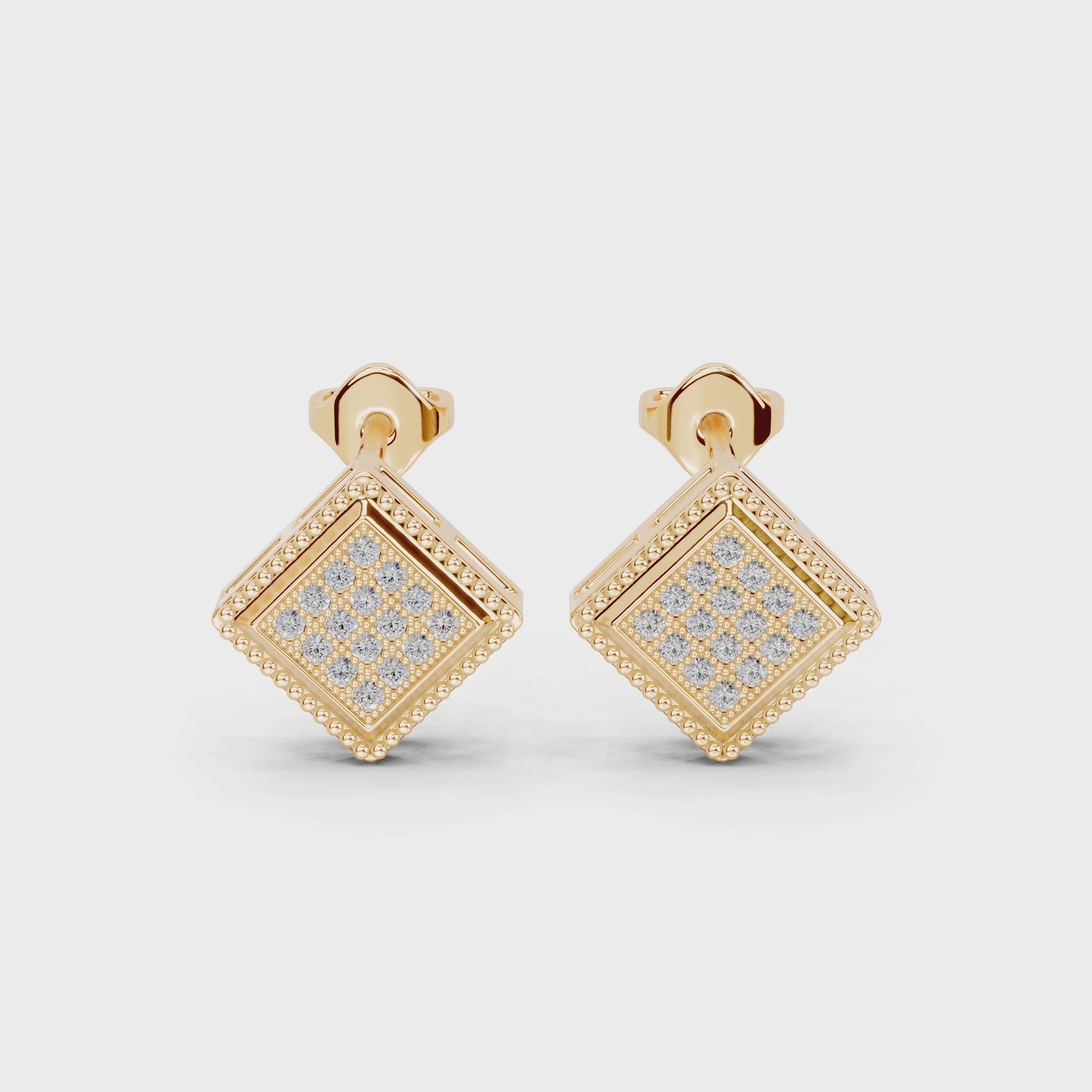 Square Style round cut 0.22 Cttw Lab Grown Diamond Studs