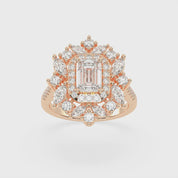 Emerald Cut Fancy Lab Grown Diamond Engagement Ring