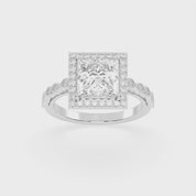 Princess Cut Halo Lab Grown Diamond Engagement Ring