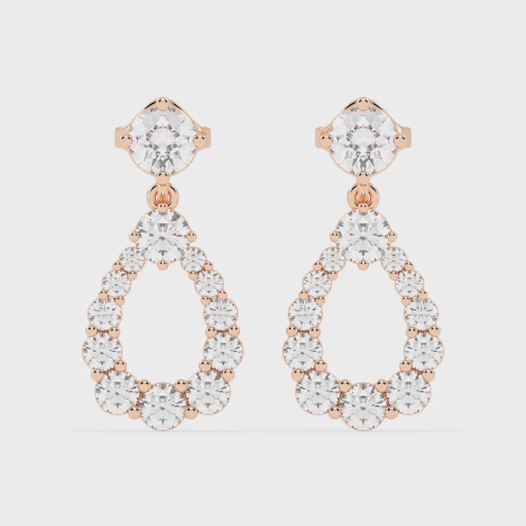 Solitaire Teardrop Round Cut 3.26 Cttw Lab Grown Diamond Earrings