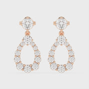 Solitaire Teardrop Round Cut 3.26 Cttw Lab Grown Diamond Earrings