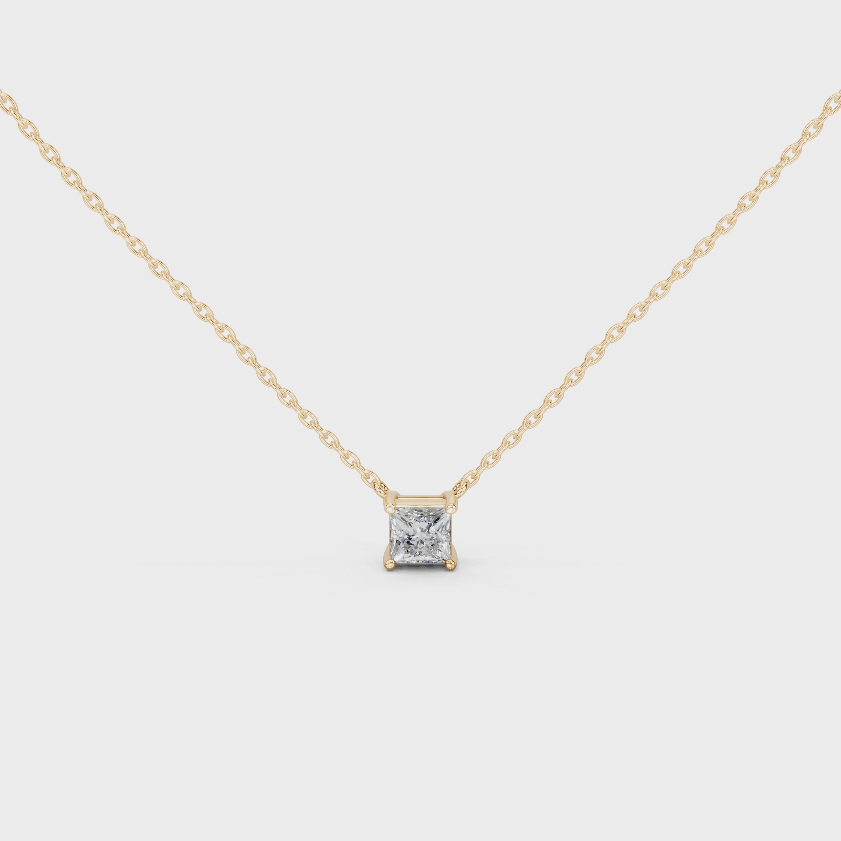 Princess Cut Lab Grown Diamond Solitaire Pendant