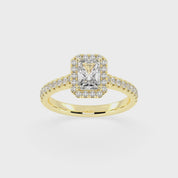 Radiant Cut Pave Setting Halo  Lab Grown Diamond Engagement Ring (1.8 mm width)