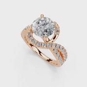 Round Cut Bypass Lab Grown Diamond Engagement Ring