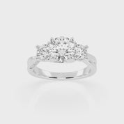 Round Cut Three Stone Lab Grown Diamond Engagement Ring