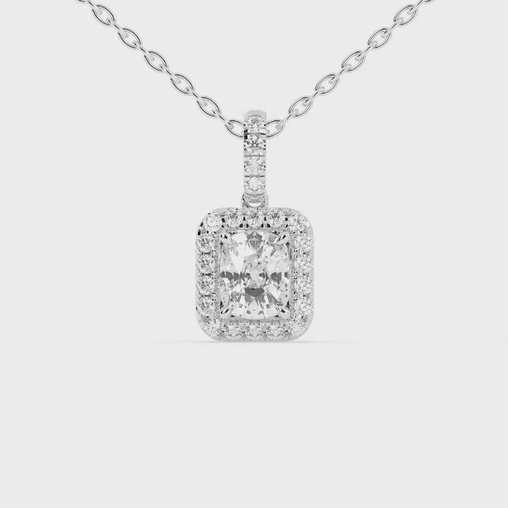 Halo Square Cushion Lab Grown Diamond Pendant