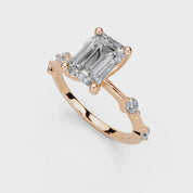 Emerald Cut Solitaire Lab Grown Diamond Engagement Ring with Minimal Side Stones