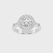 Round Cut Halo Lab Grown Diamond Engagement Ring