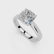 Cushion Cut Cathedral Solitaire Lab Grown Diamond Engagement Ring (3mm width)