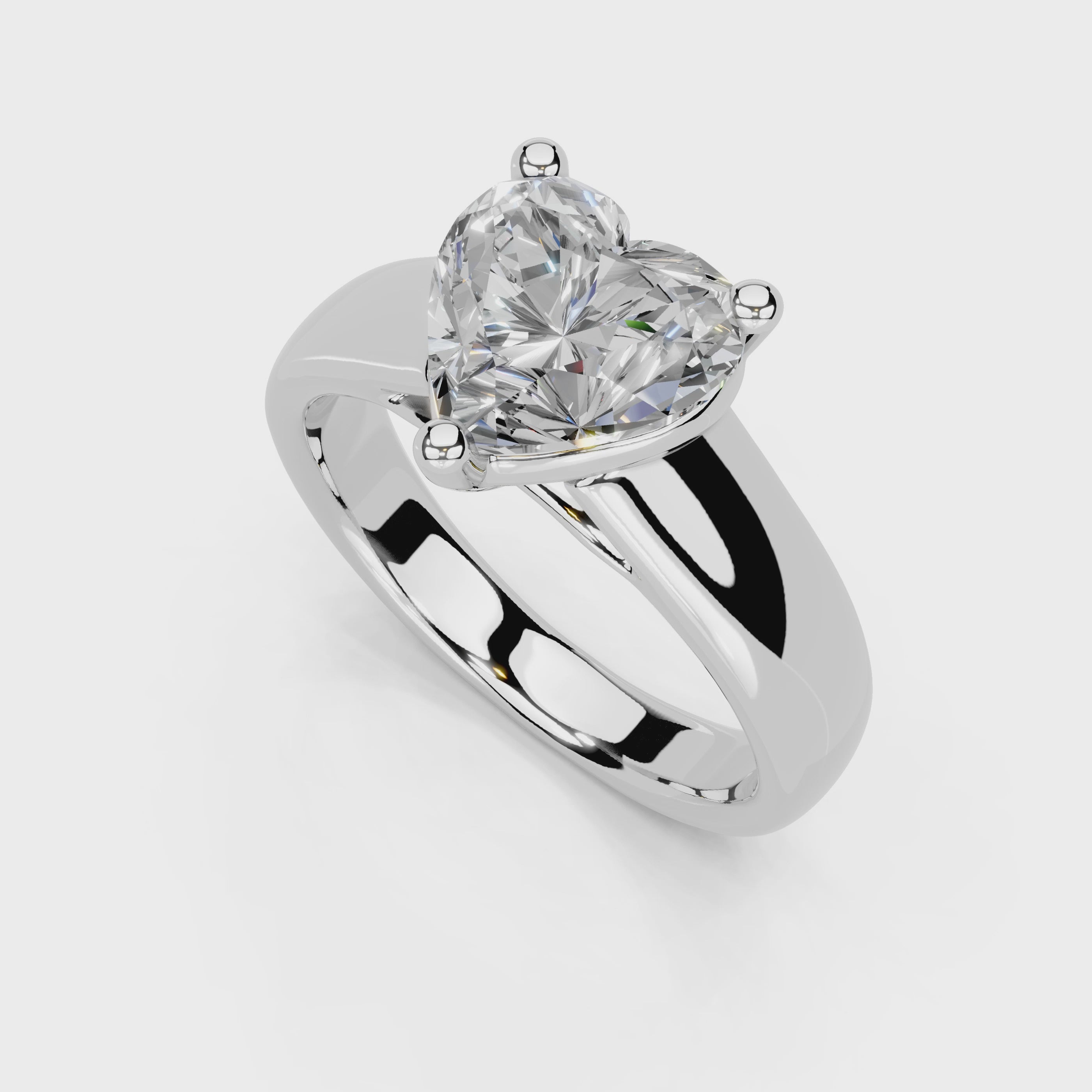 Heart Cut Wide Band  Solitaire Lab Grown Diamond Engagement Ring (3.5 mm width)