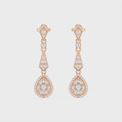 Art Deco Teardrop Baguette and Round 1.36 Cttw Lab Grown Diamond Earrings