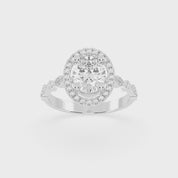 Oval Cut Halo Lab Grown Diamond Engagement Ring