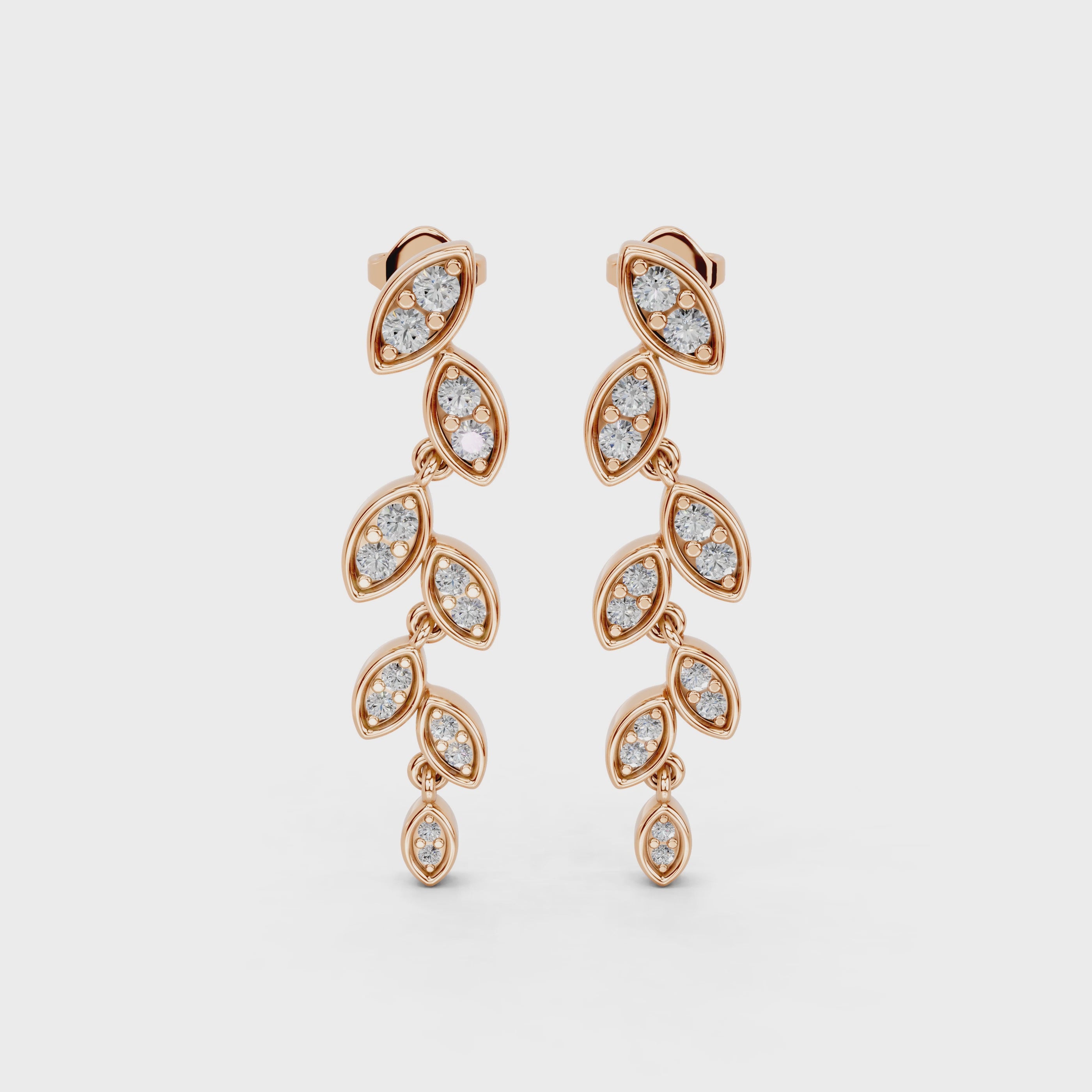 Vine Cascade style 0.42 cttw lab grown diamond earrings