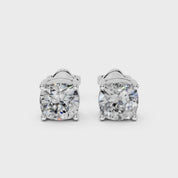 Four Prong square cushion 2 cttw lab grown diamond studs