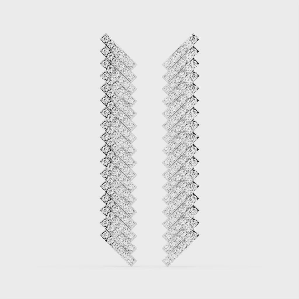 Long Pave Drop round cut 2.44 Cttw Lab Grown Diamond Earrings