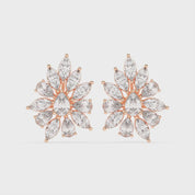 Flower Style Marquise and Pear cut 4.64 Cttw Lab Grown Diamond Earrings