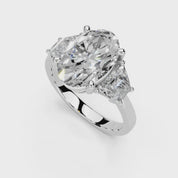 Oval Cut Baguette Accent Lab Grown Diamond Engagement Ring