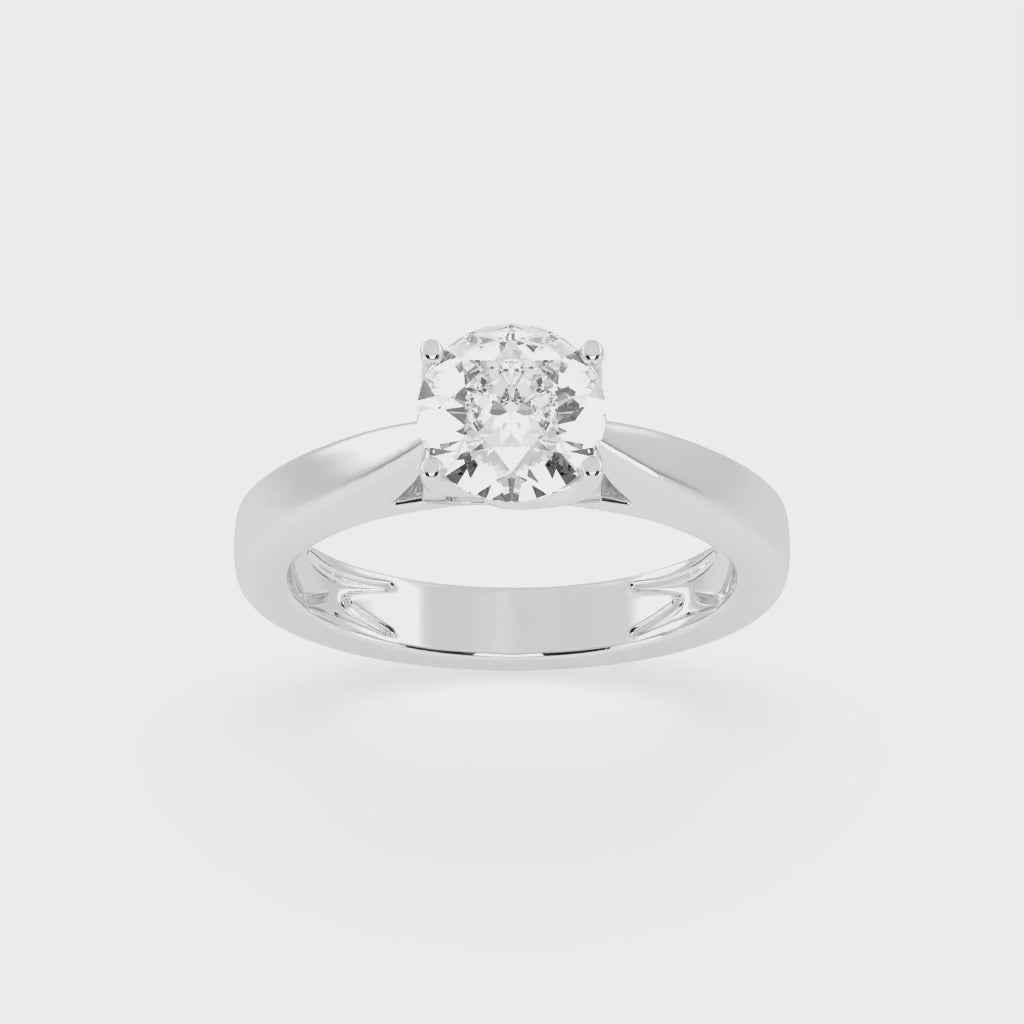 Round Cut Petal-shaped Solitaire Lab Grown Diamond Engagement Ring (3.5 mm width)