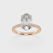 Oval Cut Double Hidden Halo  Pave  Lab Grown Diamond Engagement Ring