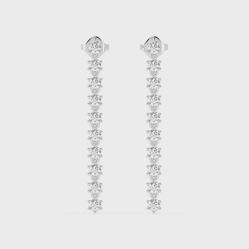 Long Drop Round Cut 2.02 Cttw Lab Grown Diamond Earrings