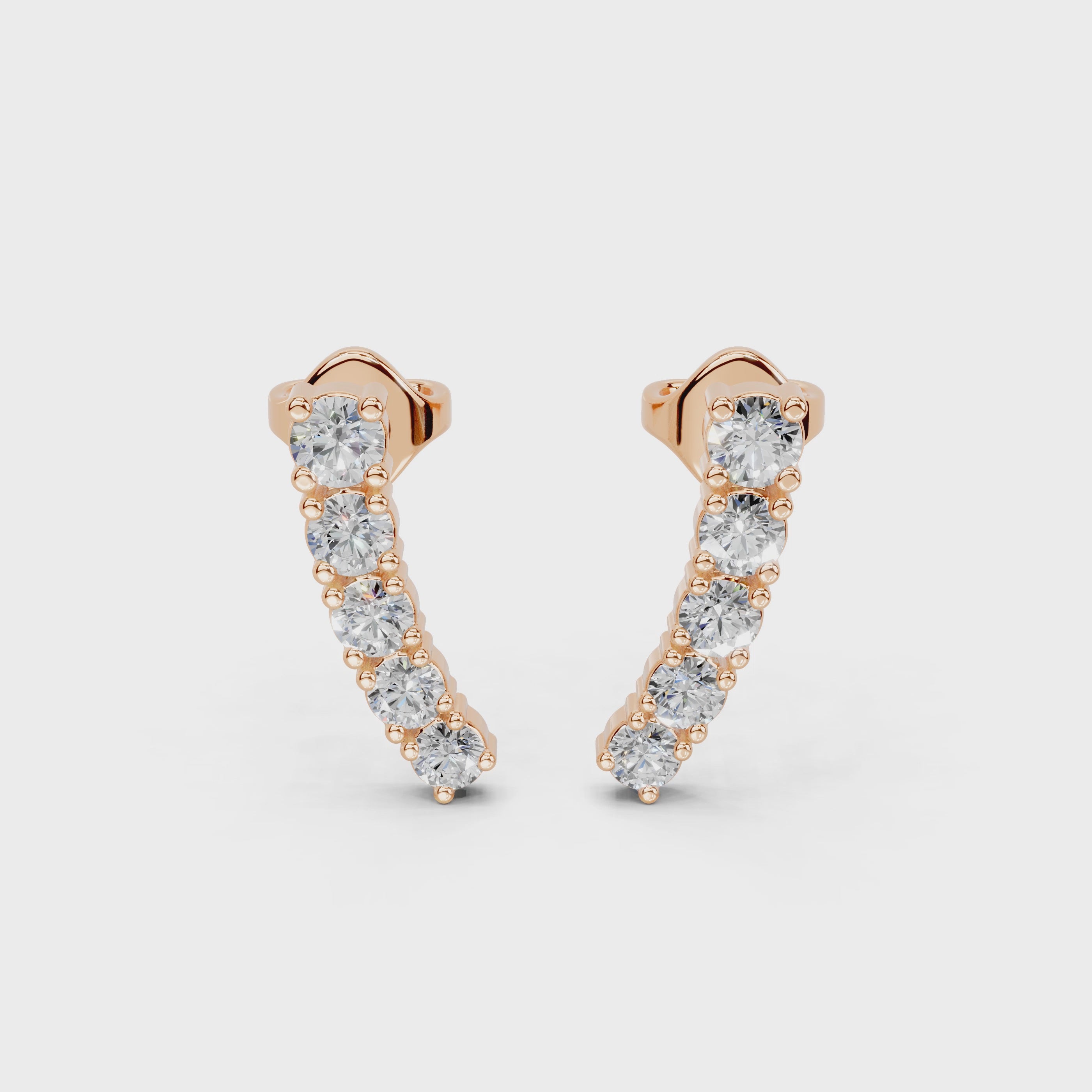 Long Bar Round cut 0.47 Cttw Lab Grown Diamond Earrings