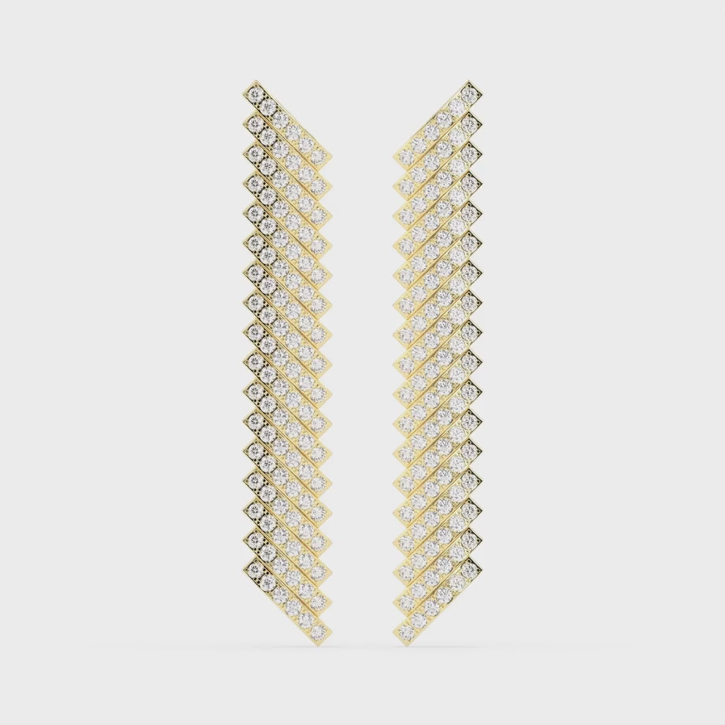 Long Pave Drop round cut 2.44 Cttw Lab Grown Diamond Earrings