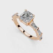 Asscher Cut Fancy  Lab Grown Diamond Engagement Ring