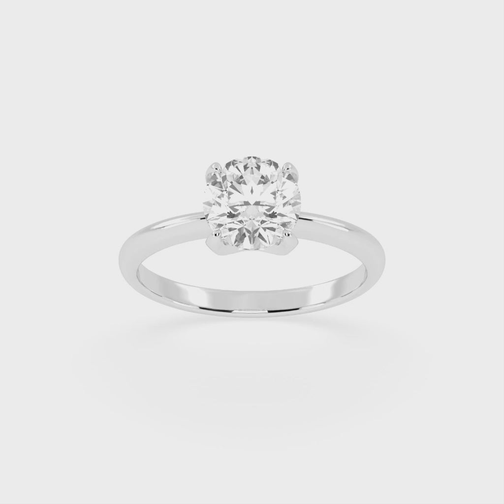 Round Solitaire Engagement Ring (14K White Gold, 1 CT, Ring Size 5.5)