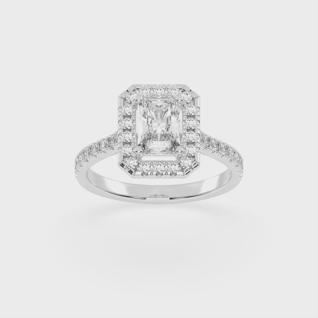 Radiant Cut Pave Setting Halo  Lab Grown Diamond Engagement Ring