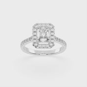 Radiant Cut Pave Setting Halo  Lab Grown Diamond Engagement Ring