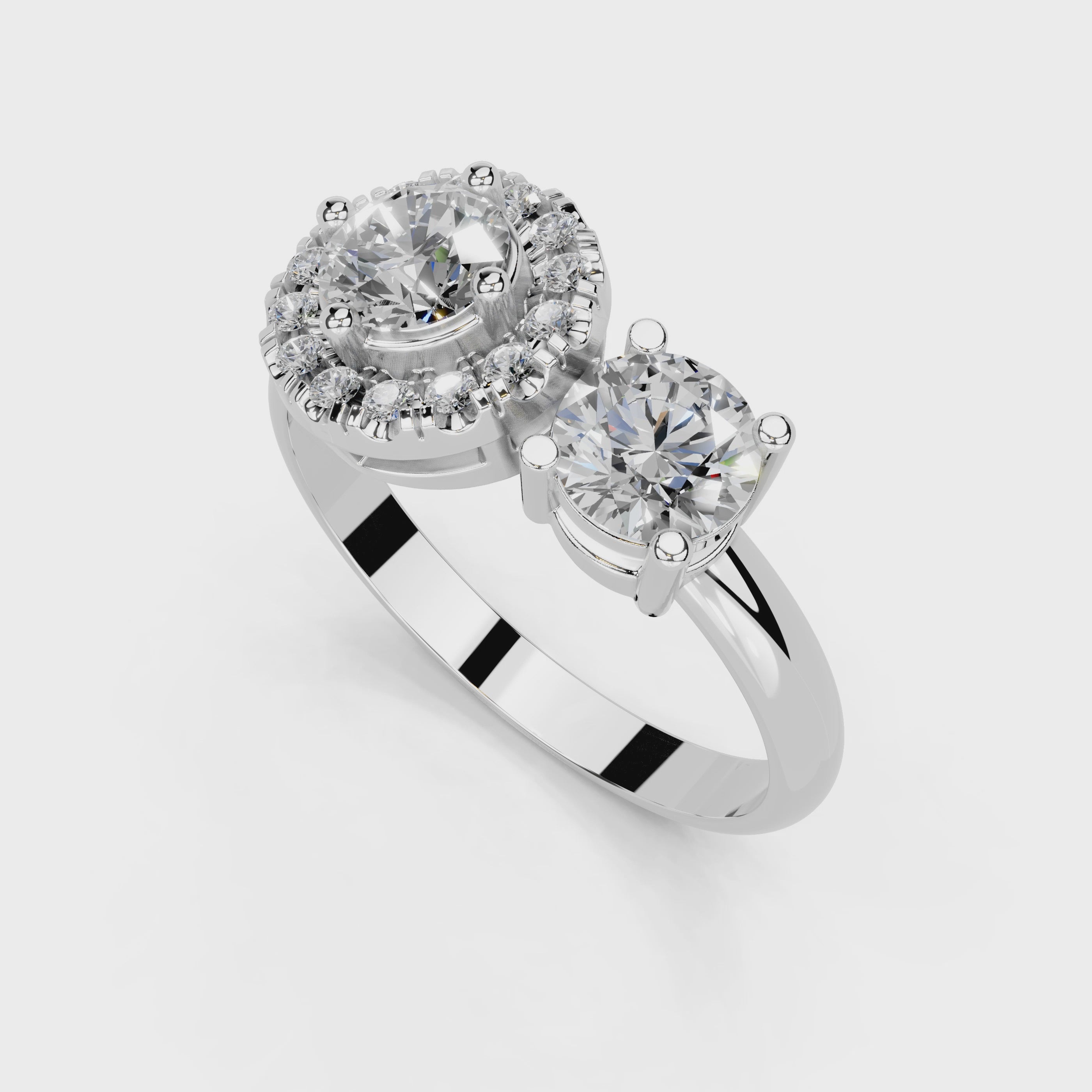 Round Cut Two Stone Lab Grown Diamond Engagement Ring