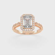 Emerald Cut Halo Lab Grown Diamond Engagement Ring