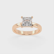 Princess Cut Square Prongs Solitaire Lab Grown Diamond Engagement Ring (3mm width)