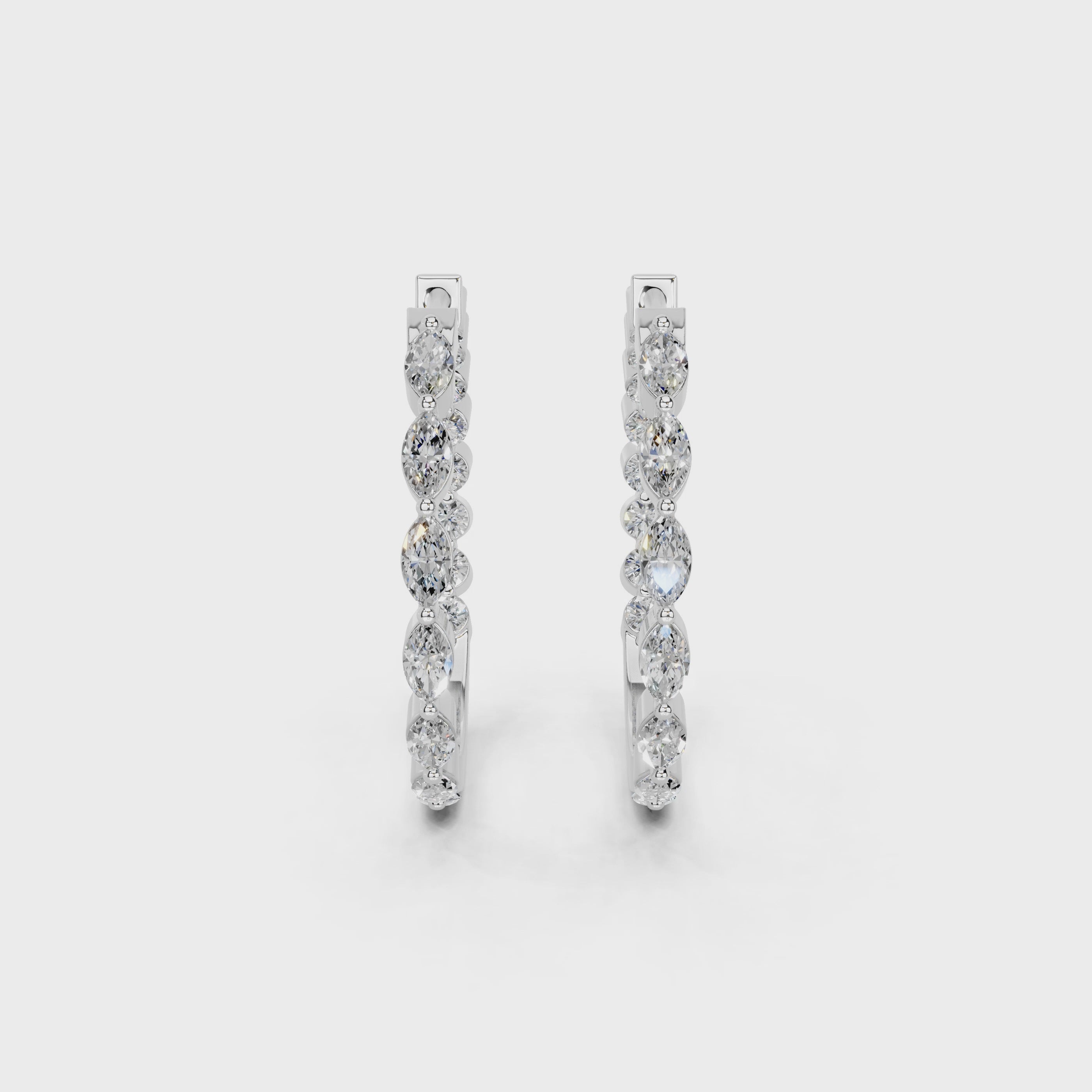 Hoop With Marquise and Round Diamonds 1.28 Cttw Lab Grown Diamond Studs