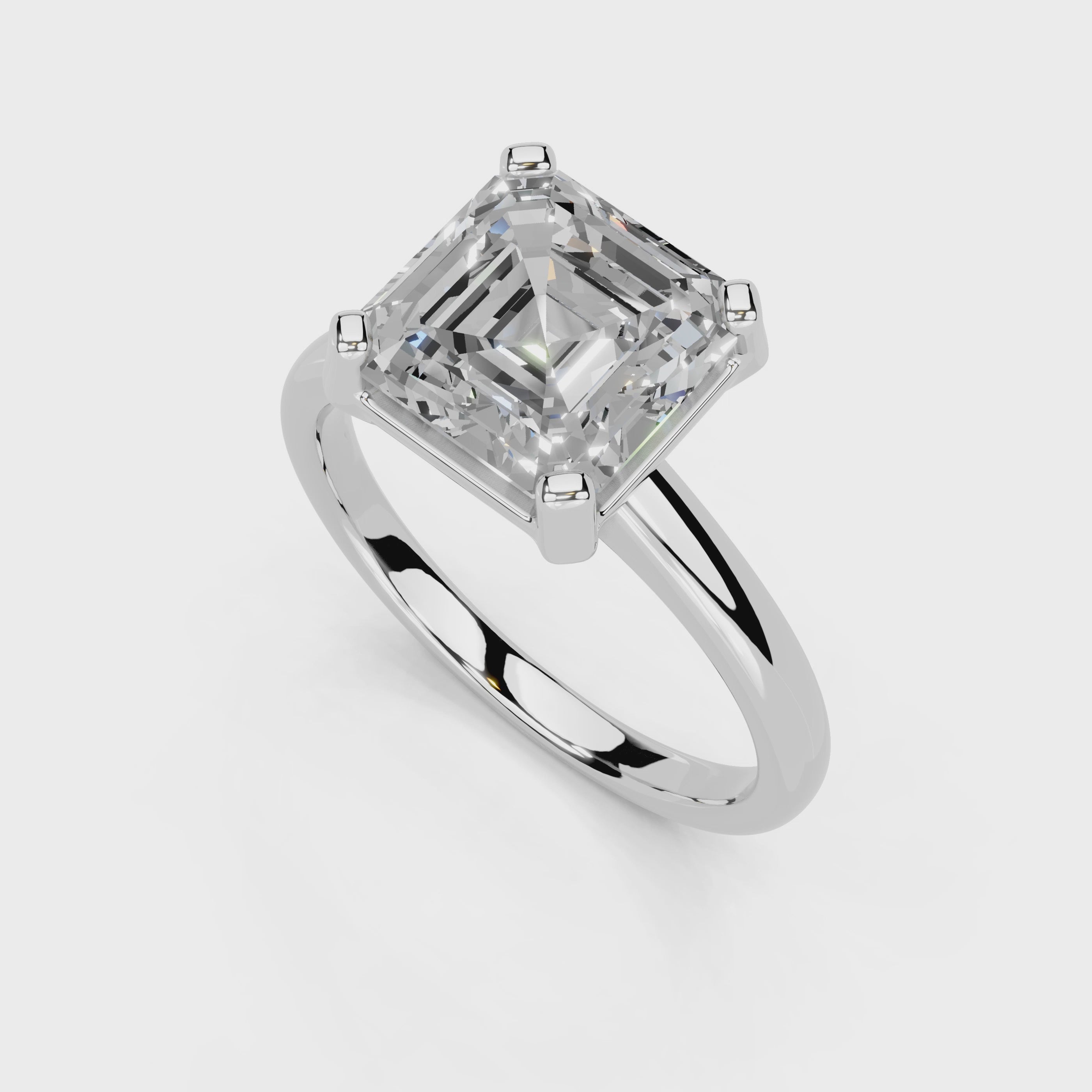 Asscher Cut Low Setting Solitaire Lab Grown Diamond Engagement Ring (2.2 mm width)