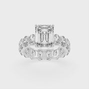 Emerald Cut Fancy Lab Grown Diamond Engagement Ring