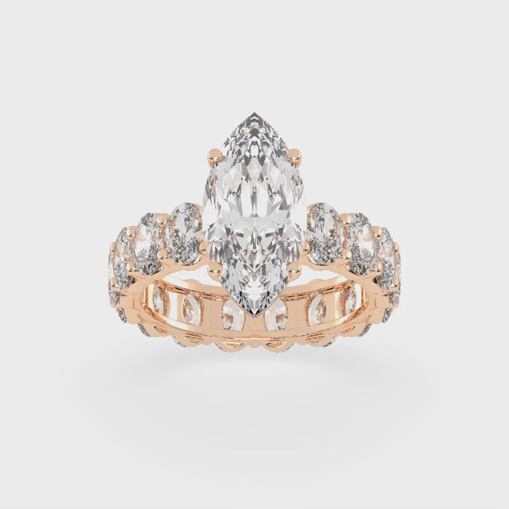 Marquise Cut Fancy Lab Grown Diamond Engagement Ring