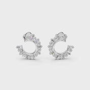 Hoop Earring Baguette And Round Cut 0.75 Cttw Lab Grown Diamond Earrings