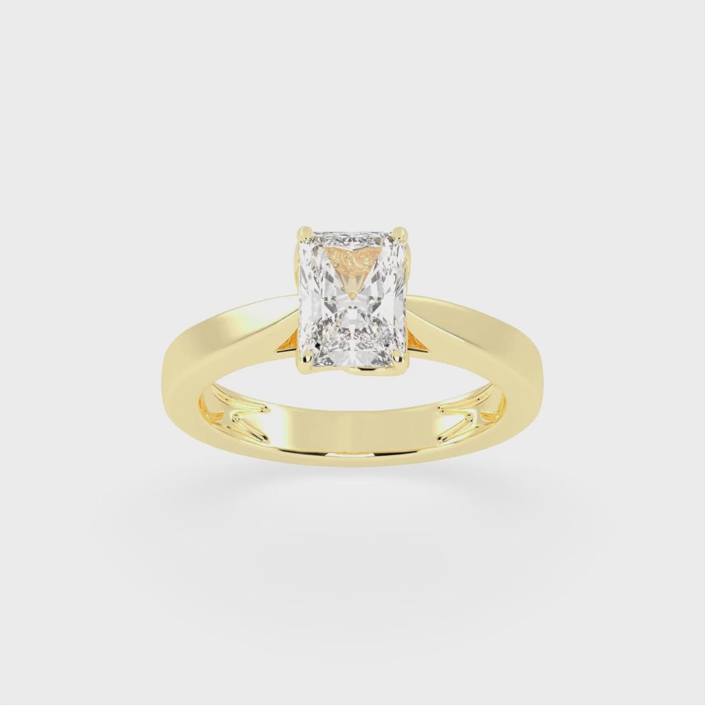 Radiant Cut Petal-shaped Solitaire Lab Grown Diamond Engagement Ring (3.5 mm width)