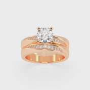 Round Cut Double Row Lab Grown Diamond Engagement Ring