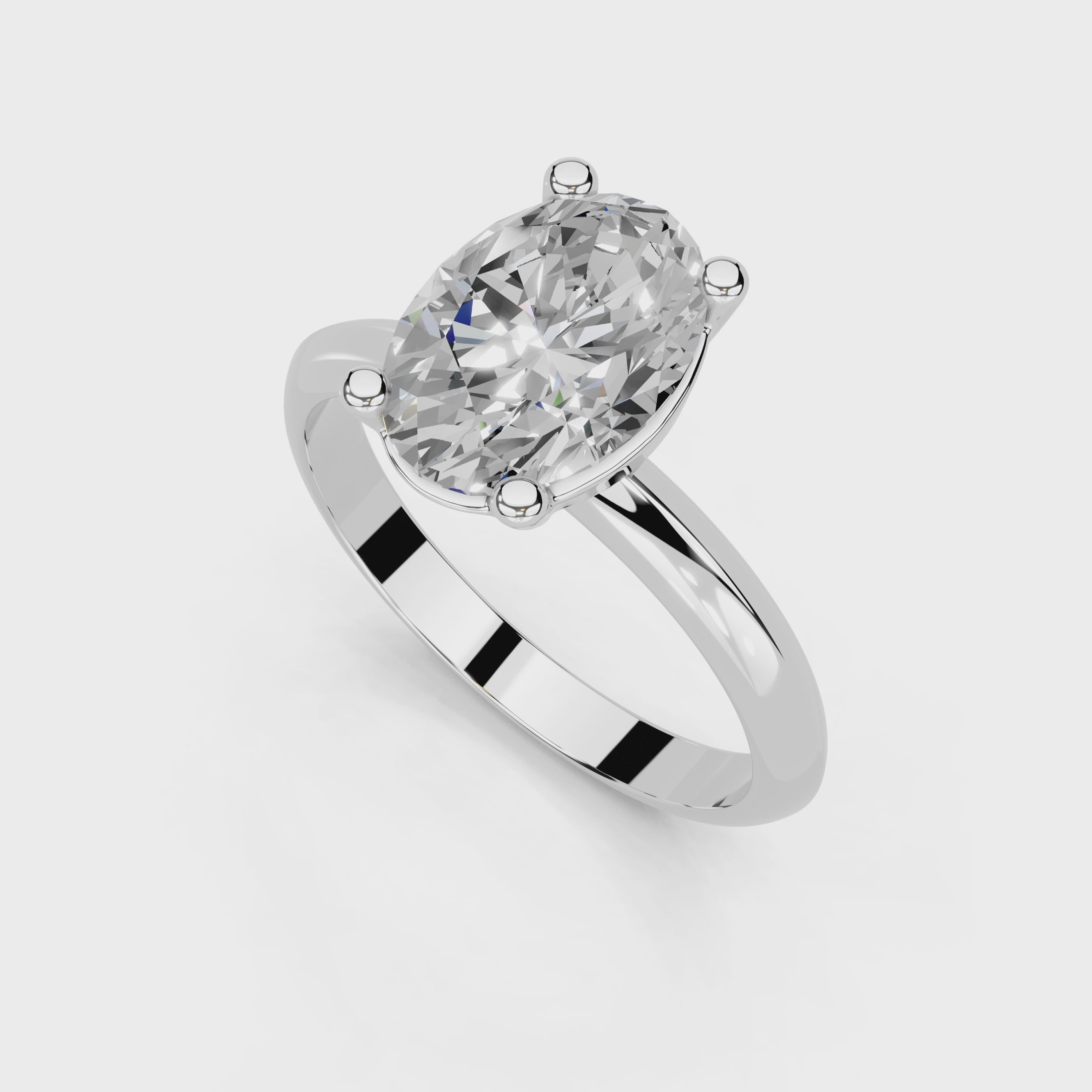 Oval Cut Solitaire Lab Grown Diamond Engagement Ring (2 mm width)