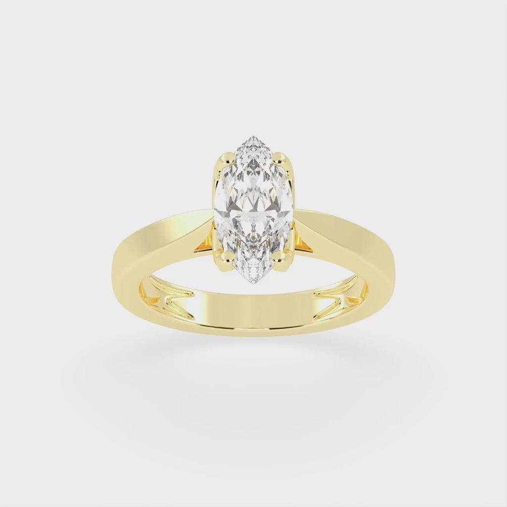 Marquise Cut Petal-shaped Solitaire Lab Grown Diamond Engagement Ring (3.5 mm width)