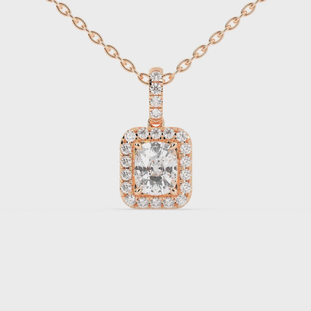 Halo Square Cushion Lab Grown Diamond Pendant