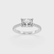 Radiant Cut Four Prong Pave  Lab Grown Diamond Engagement Ring