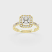 Asscher Cut Pave Setting Halo  Lab Grown Diamond Engagement Ring