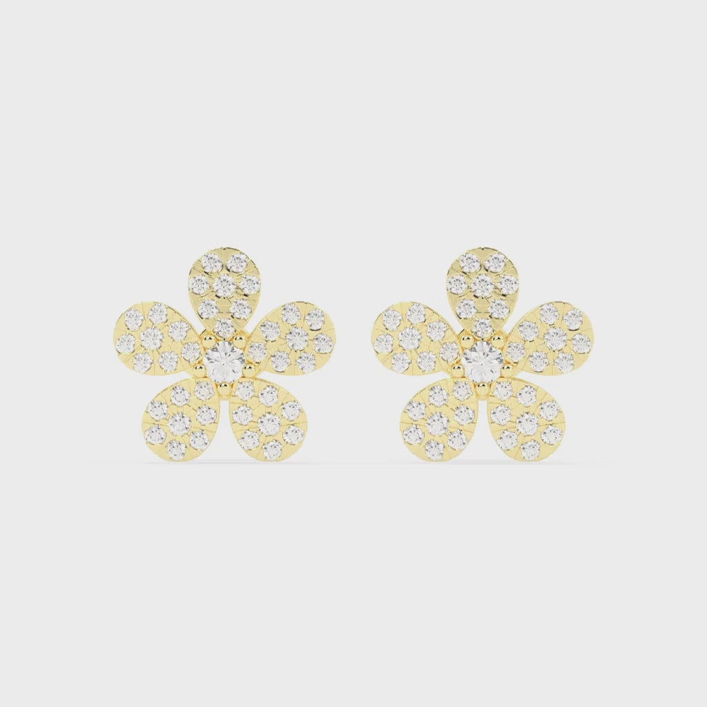 Flower Style round cut 1.38 Cttw Round Lab Grown Diamond Studs