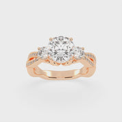 Round Cut Fancy Lab Grown Diamond Engagement Ring with Twisted Pave