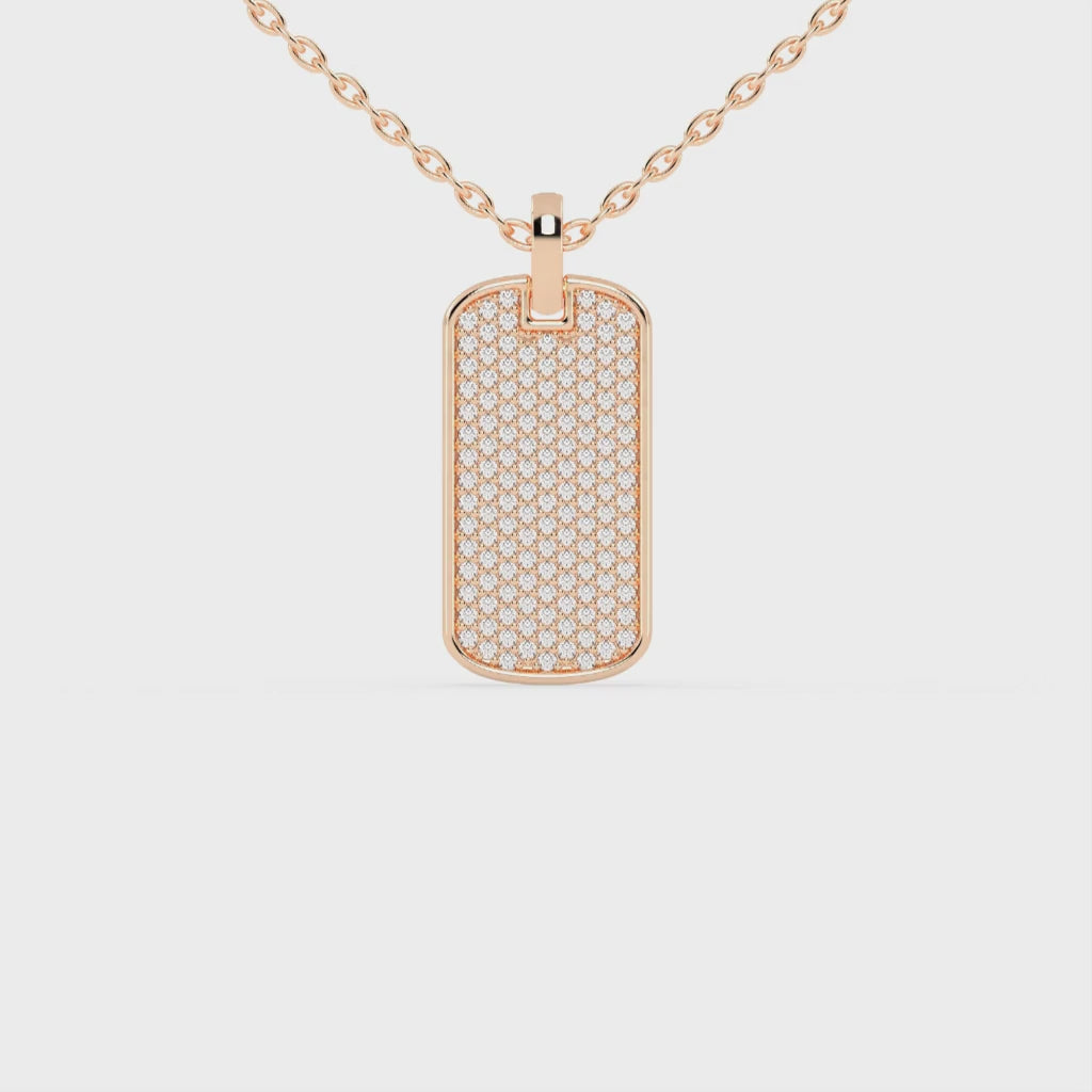 Round Cut 1.39 Cttw Dog Tag Lab Grown Diamond Pendant