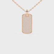 Round Cut 1.39 Cttw Dog Tag Lab Grown Diamond Pendant